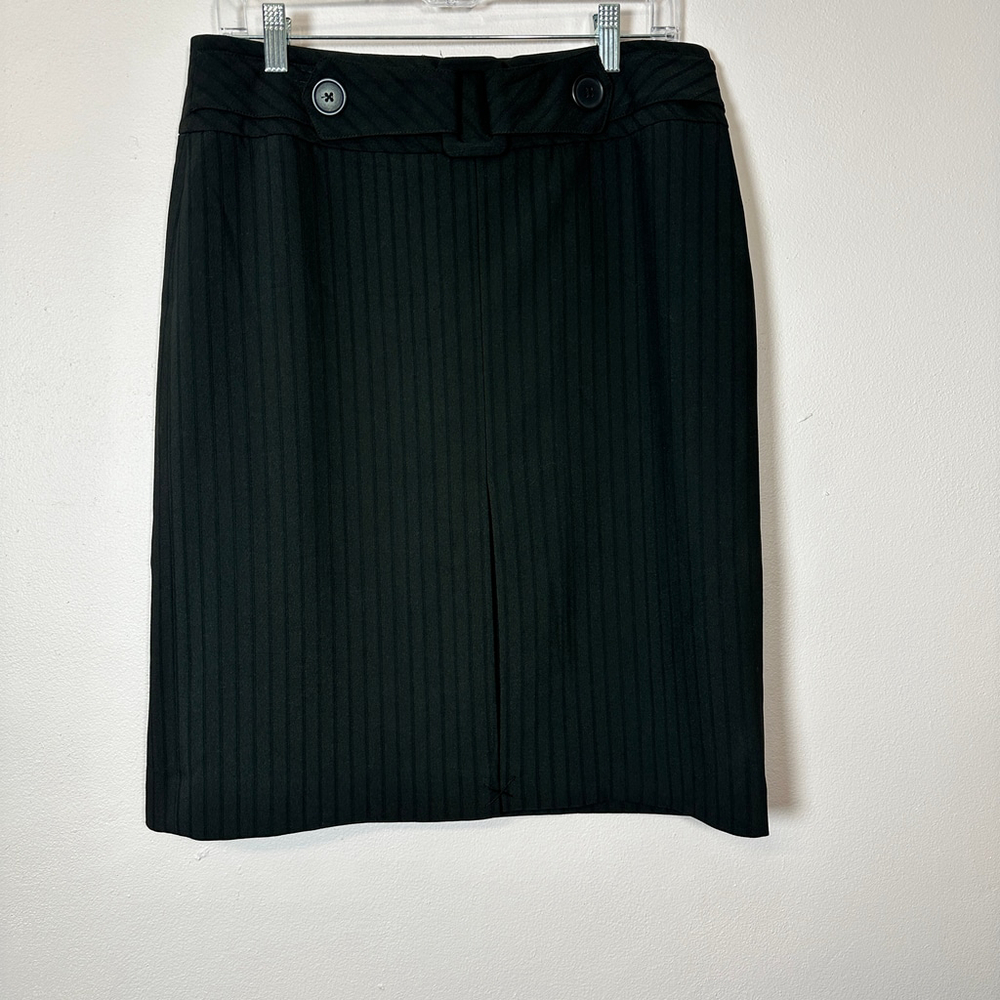 WORTHINGTON Black Pinstripe Belted Pencil Skirt 10